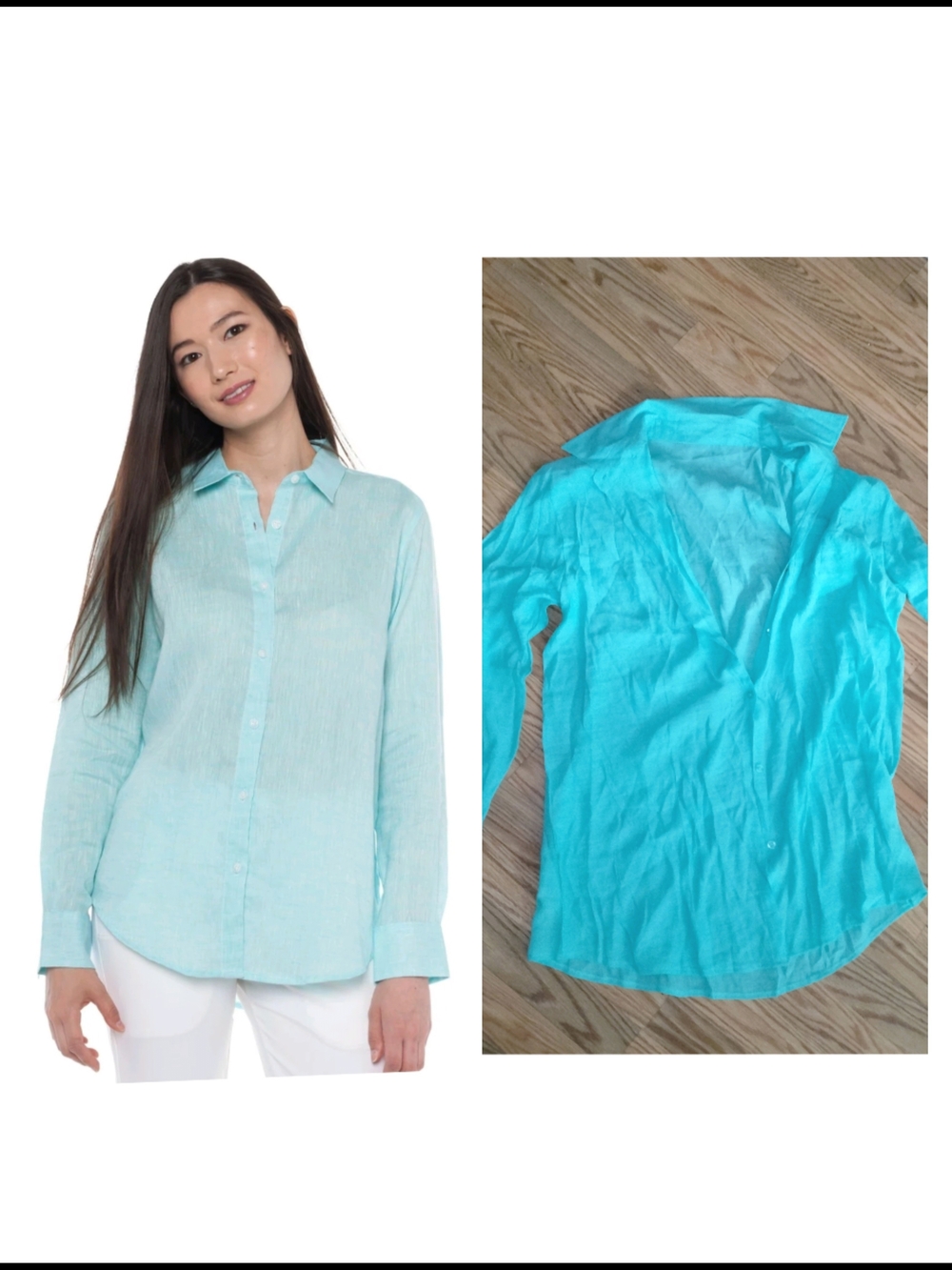 Breathable Light Aqua Button-Down Shirt - Women